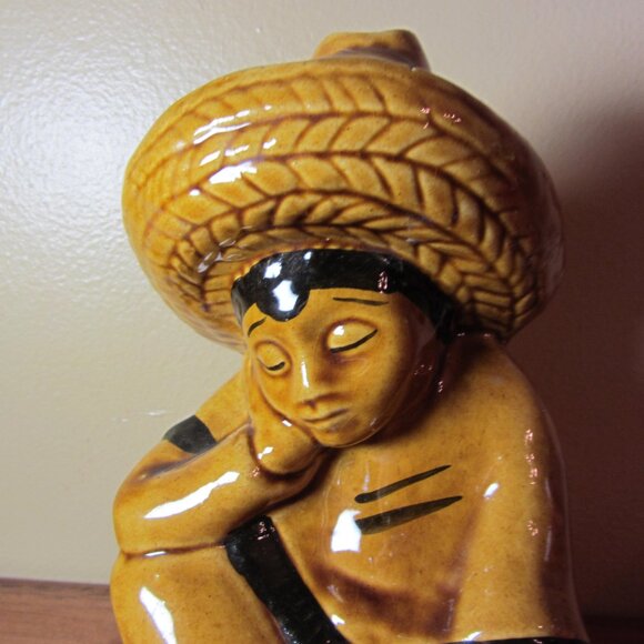 siesta man ceramic decanter vintage mexico & 6 shot glasses (about 3 oz) (W5773) - Picture 10 of 15